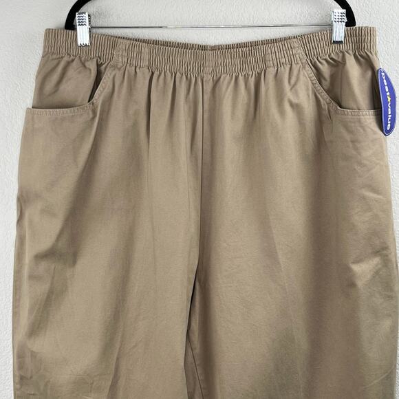 Cascade Blues Khaki Tan Pull On Elastic Waist High-Rise Pants NWT Plus 24W Short - Picture 4 of 11